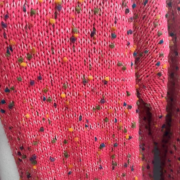 Long pink multicolor popcorn cardigan - Picture 2 of 3